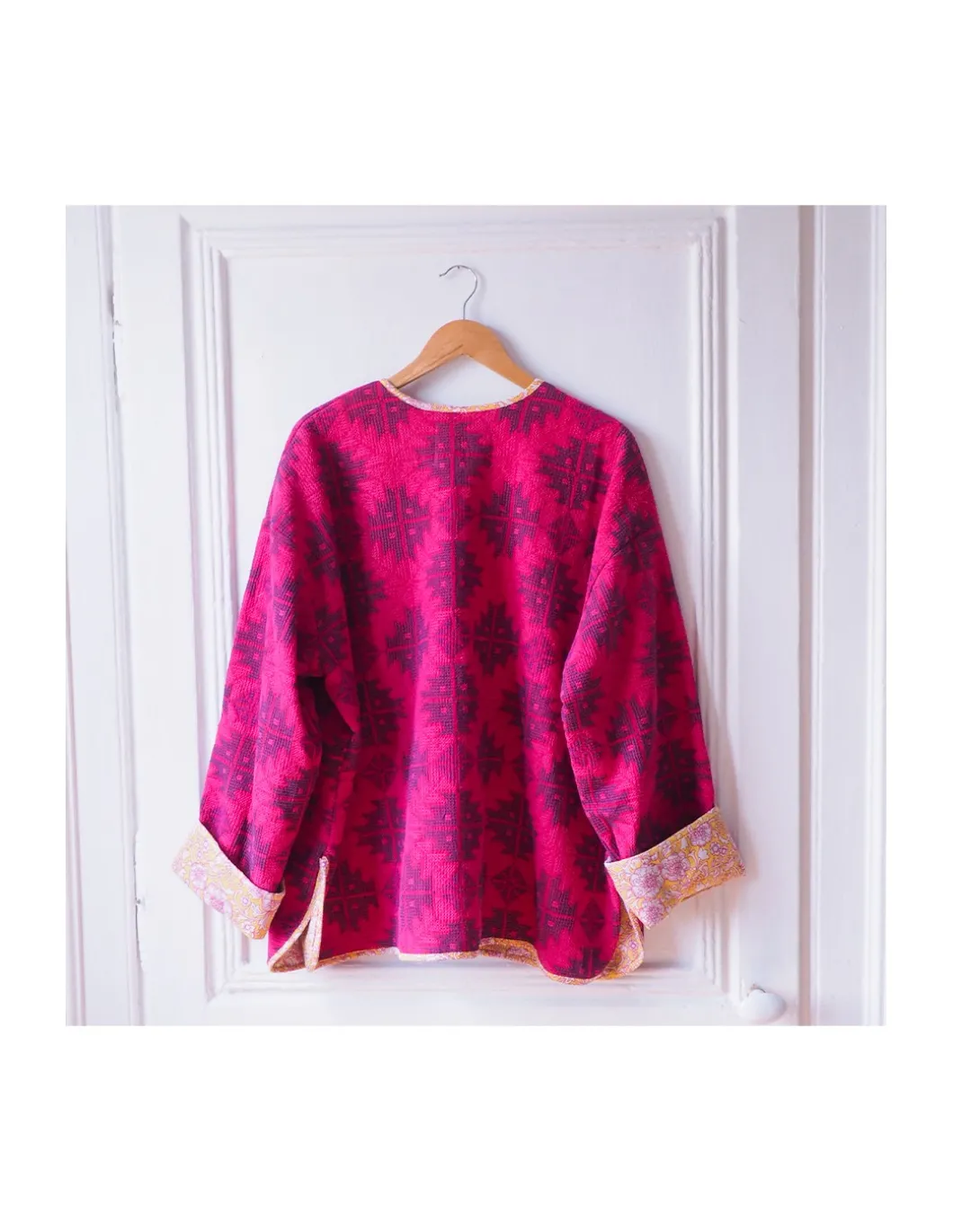 VESTE BEN - SUR TEINTÉE ROSE DOUBLÉE DE BLOCK PRINT - NUMÉRO 3/3