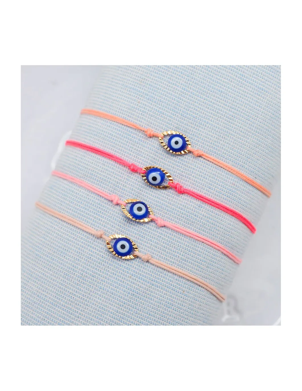 WATCH ME - BRACELET OEIL BLEU MARINE - PLUSIEURS COULEURS DE CORDON