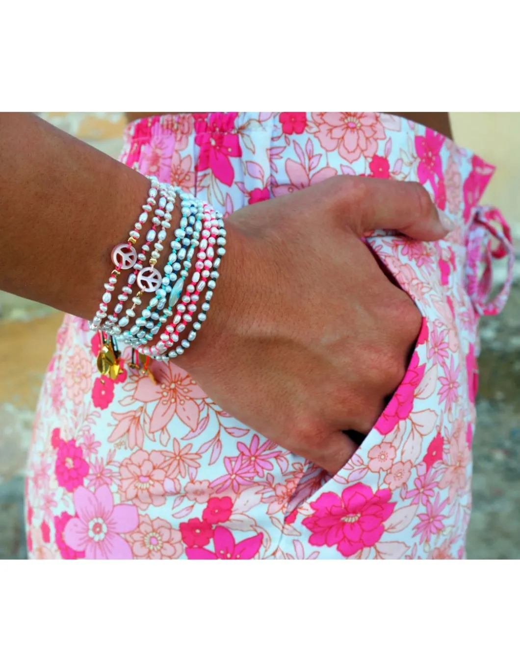 WHIPPED CREAM - BRACELET PEACE AND LOVE ET PERLES DE CULTURE
